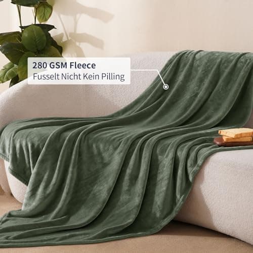 Oeko-Tex Weich Warm Kuscheldecke PHF Flauschig Fleecedecke 130x150cm - Beige, Couch, Sofa & Bett Überwurf