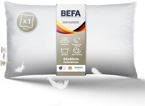 BEFA NATUR Federkissen 80x80 cm (2 Stück) | 100% Federn | Tierwohl zertifiziert | Allergiker geeignet | OEKO-TEX Klasse