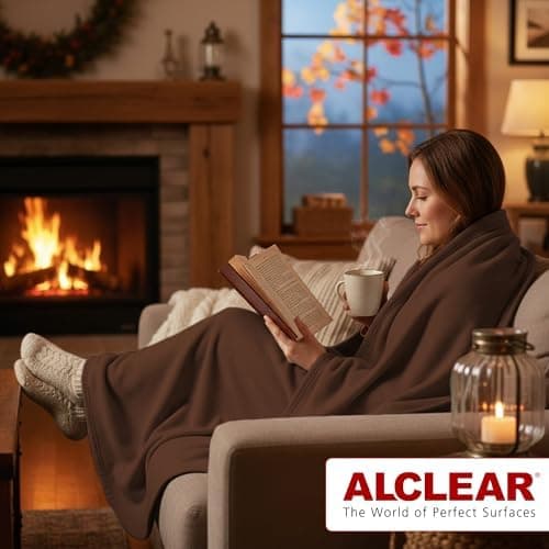 ALCLEAR Schokobraun Fleecedecken 130x160 cm, über 200 g/m2, SOFAGEDECKE DECKE Wohndecke Picknickdecke OEKO-TEX