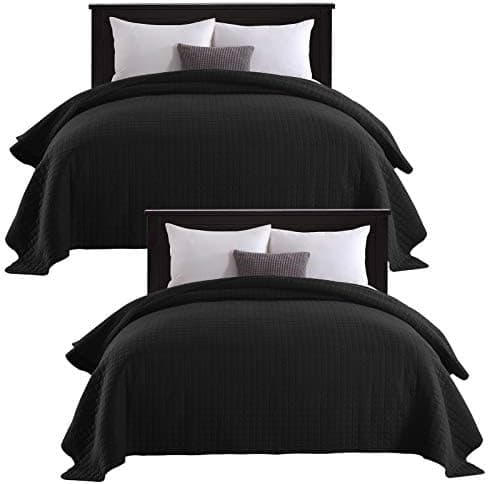 WOLTU Tagesdecke Steppdecke Doppelbett Dunkelgrau-Crème 170x210 cm 360GSM Global Recycled Standard Kariert