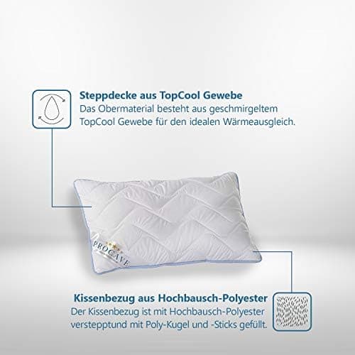 Hochwertiges Qualitäts-Stepp-Kissen für Allergiker, atmungsaktiv und Kochfest 40x40 cm - PROCAVE TopCool
| Winter- und