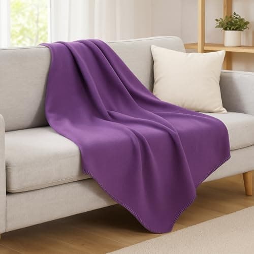 Betz Fleecedecke – weiche Wohndecke & Kuscheldecke – fürs Sofa & Bett – flauschig, leicht, wärmend & pflegeleicht – lila