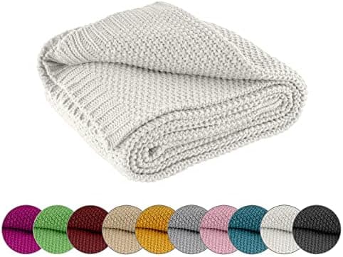 Wometo Kuscheldecke Strick warme weiche Strickmuster grau 140x190 OEKO-TEX