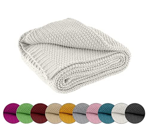 Wometo Kuscheldecke Strick warme weiche Strickmuster grau 140x190 OEKO-TEX