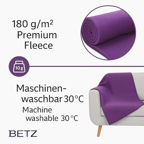 Betz Fleecedecke – weiche Wohndecke & Kuscheldecke – fürs Sofa & Bett – flauschig, leicht, wärmend & pflegeleicht – lila