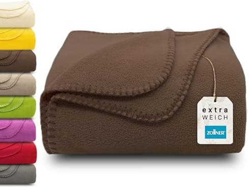 ZOLLNER Kuscheldecke in Taupe - weiche Couchdecke 130x170 cm - waschbar bis 95°C - Hotelqualität - Oeko Tex® Zertifizier