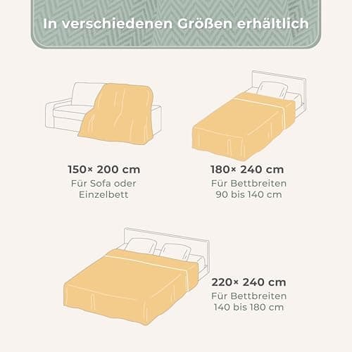 Gräfenstayn Premium Baumwolltagesdecke Creme - 100% Baumwolle - Sommerdecke - Fischgrätenmuster - Bett- und Couch-Überwu
