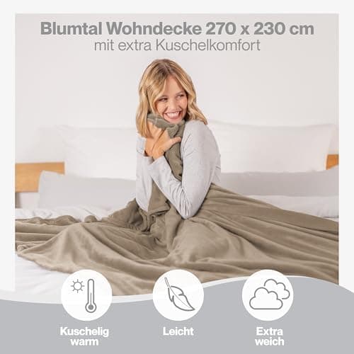 Blumtal wohndecke Anthrazit - flauschig - Oeko-TEX zertifiziert - 130x150 cm - Couch & Wohnzimmernutzung - Fliesdecke -