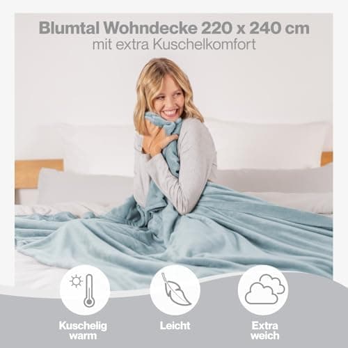 Blumtal wohndecke Anthrazit - flauschig - Oeko-TEX zertifiziert - 130x150 cm - Couch & Wohnzimmernutzung - Fliesdecke -