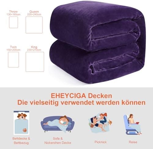 EHEYCIGA Flauschig weiche Kuscheldecke Grau 130x165 für Wohnzimmer und Sofa OEKO-TEX
| EHEYCIGA weiche warme Fleecedeck