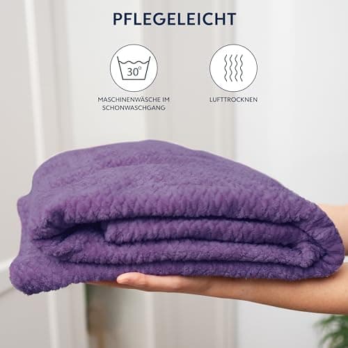 Dreamzie - Flauschig Fleecedecke 100% Polyester - Weicher Haptik - Lila - Kuscheldeko für Sofa und Bett - Großformat 130