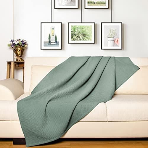 LAYNENBURG Premium Sommerdecke 150 x 200 cm - Waffelpique 100% Baumwolle - Creme OEKO-TEX STANDARD 100