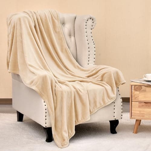 Oeko-Tex Weich Warm Kuscheldecke PHF Flauschig Fleecedecke 130x150cm - Beige, Couch, Sofa & Bett Überwurf