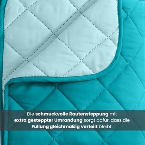 Wometo Microfaser Sommer Steppbett OekoTex - grün und hellgrün Kochfest -ideal für Camping und heiße Tage - 200x200 - oh