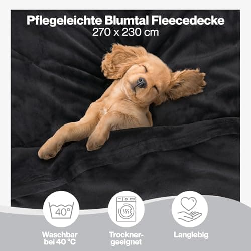 Blumtal wohndecke Anthrazit - flauschig - Oeko-TEX zertifiziert - 130x150 cm - Couch & Wohnzimmernutzung - Fliesdecke -