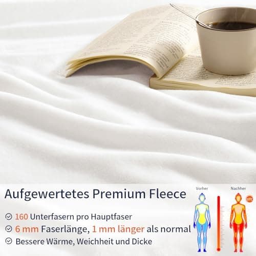 Oeko-Tex Weich Warm Kuscheldecke PHF Flauschig Fleecedecke 130x150cm - Beige, Couch, Sofa & Bett Überwurf