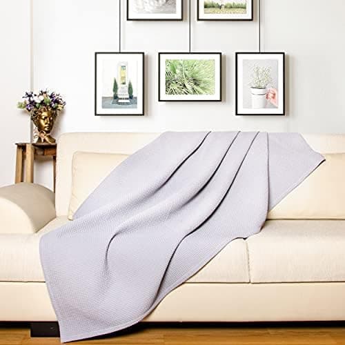 LAYNENBURG Premium Sommerdecke 150 x 200 cm - Waffelpique 100% Baumwolle - Creme OEKO-TEX STANDARD 100