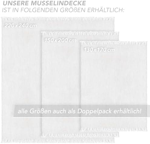 Oeko-Tex zertifizierte Musselin Tagesdecke 220x240cm Hellblau | Couch- & Sofadecke XXL | Baumwolle Qualität