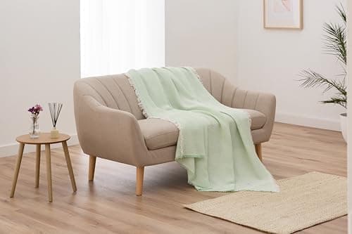 Todocama Mehrzweck-Tagesdecke - Beige Sand, 180 x 260 cm, Bett und Sofa Überwurf, Jarapas, Waffelstruktur, Multi-Use