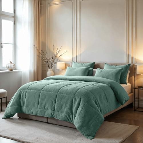 Zelesta Teddybed Bettdecke 4 Jahreszeiten - Warme Winter- und Sommerdecke - Waschbare Anti-Allergene Steppdecke - Fluffy