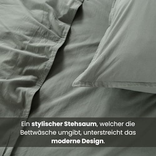 Wometo Bettwäsche Renforce Stone-Washed - Curry Gelb 100% Baumwolle OEKO-TEX Weich Modern Used-Look Leinen-Optik OEKO-TE