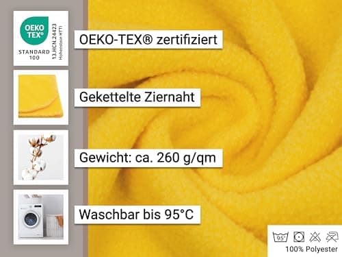ZOLLNER Kuscheldecke in Taupe - weiche Couchdecke 130x170 cm - waschbar bis 95°C - Hotelqualität - Oeko Tex® Zertifizier