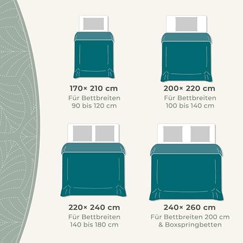 Gräfenstayn Premium Tagesdecke Anthrazit - weich, knitterfrei & pflegeleicht - Nahtlose Steppung & Blatt-Design - Bett &