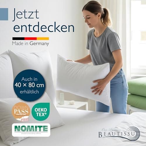 Beautissu 2er Daunenkissen-Set 80x80cm – Waschbar & Made in Germany – Oeko-Tex Zertifiziert – Kopfkissen 80x80cm