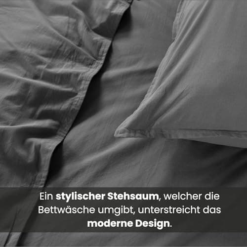 Wometo Bettwäsche Renforce Stone-Washed - Curry Gelb 100% Baumwolle OEKO-TEX Weich Modern Used-Look Leinen-Optik OEKO-TE
