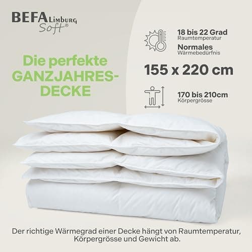 NOMITE Downewecker Ganzjahr 135x200 cm | 90% Federn & 10% Daunen | atmungsaktiv & pflegeleicht | für Allergiker | Tierwo