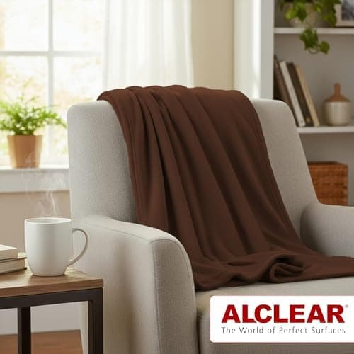 ALCLEAR Schokobraun Fleecedecken 130x160 cm, über 200 g/m2, SOFAGEDECKE DECKE Wohndecke Picknickdecke OEKO-TEX