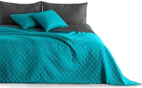 DecoKing Tagesdecke 260 x 280 Steel Silver Grey Dimgray Zweiseitig Pflegeleicht Axel