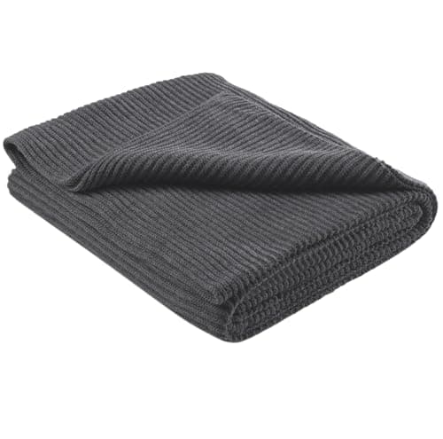 Wometo Kuscheldecke Strick warme weiche Strickmuster grau 140x190 OEKO-TEX