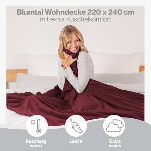 Blumtal wohndecke Anthrazit - flauschig - Oeko-TEX zertifiziert - 130x150 cm - Couch & Wohnzimmernutzung - Fliesdecke -