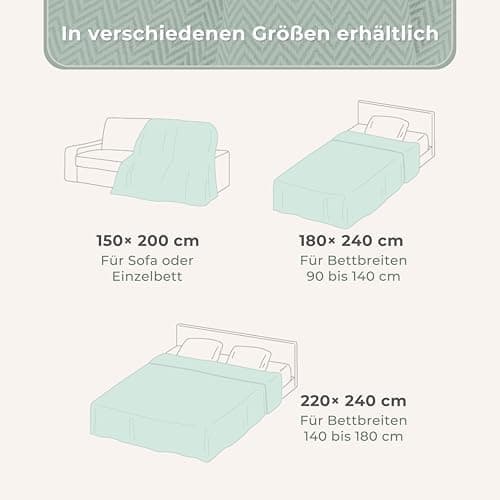 Gräfenstayn Premium Baumwolltagesdecke Creme - 100% Baumwolle - Sommerdecke - Fischgrätenmuster - Bett- und Couch-Überwu