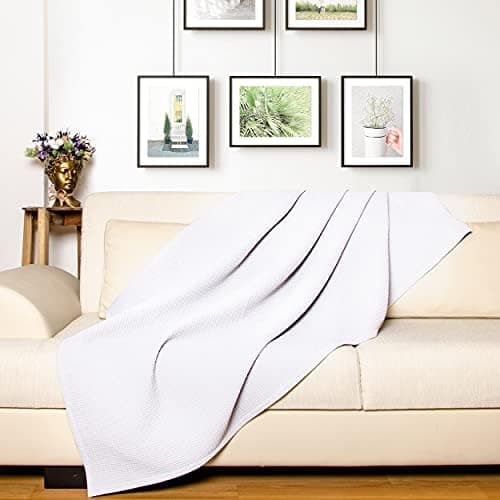 LAYNENBURG Premium Sommerdecke 150 x 200 cm - Waffelpique 100% Baumwolle - Creme OEKO-TEX STANDARD 100