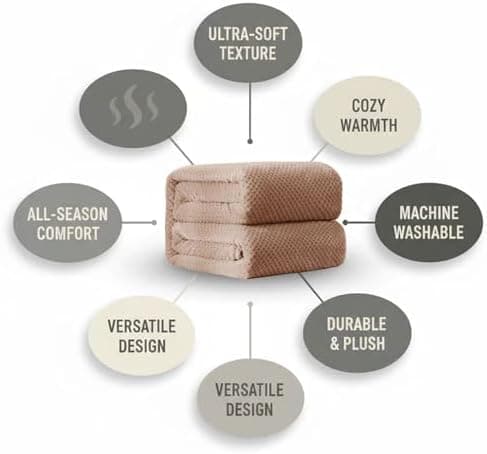 Kuscheldecke Flauschig für Sofa, Couch und Bett, 130 x 160 cm, 3D-Touch-Erlebnis, Khaki