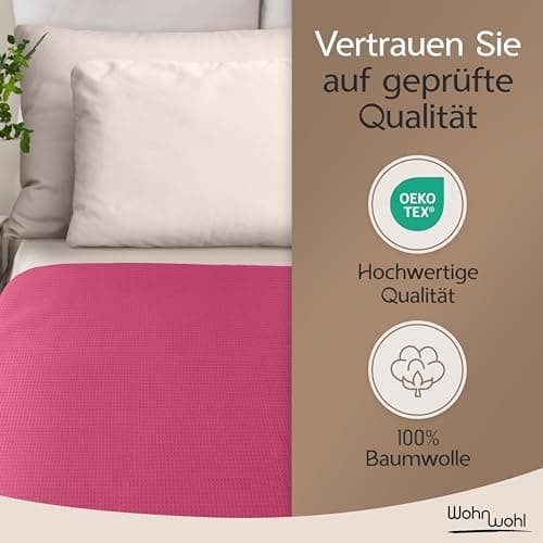 Tagesdecke Grau 100% Baumwolle Pflegeleicht Sommerdecke