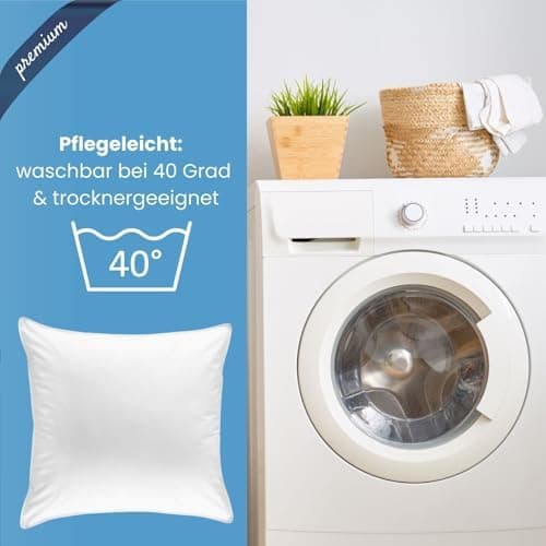 Wometo Premium Oeko-TEX Feder- & Daunenkissen - 80x80 cm, 90% Federn 10% Daunen, 1200 g Füllung Baumwolle Bezug, weiß (F