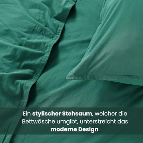 Wometo Bettwäsche Renforce Stone-Washed - Curry Gelb 100% Baumwolle OEKO-TEX Weich Modern Used-Look Leinen-Optik OEKO-TE