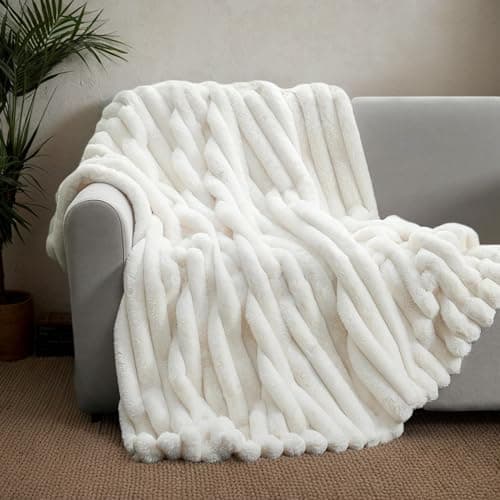 Kuscheldecke Milchsamt Blasen Decke Super Soft Warme Couchdecke 100 x 160cm White