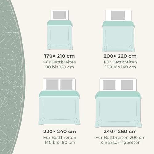 Gräfenstayn Premium Tagesdecke Anthrazit - weich, knitterfrei & pflegeleicht - Nahtlose Steppung & Blatt-Design - Bett &