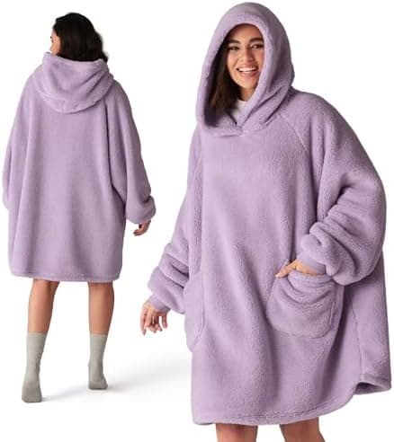 BEDSURE Hoodie Decke mit Ärmeln - Warme Kuschelpullover für Frauen - Tragbare Erwachsenendekke Grau OEKO-TEX 95x85 cm