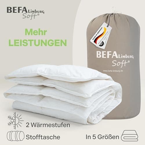 NOMITE Downewecker Ganzjahr 135x200 cm | 90% Federn & 10% Daunen | atmungsaktiv & pflegeleicht | für Allergiker | Tierwo