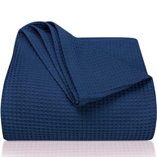 LAYNENBURG Premium Sommerdecke 150 x 200 cm - Waffelpique 100% Baumwolle - Creme OEKO-TEX STANDARD 100