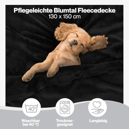 Blumtal wohndecke Anthrazit - flauschig - Oeko-TEX zertifiziert - 130x150 cm - Couch & Wohnzimmernutzung - Fliesdecke -