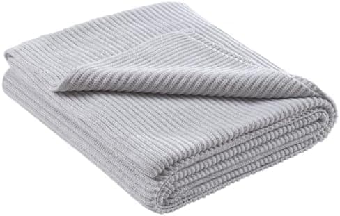 Wometo Kuscheldecke Strick warme weiche Strickmuster grau 140x190 OEKO-TEX
