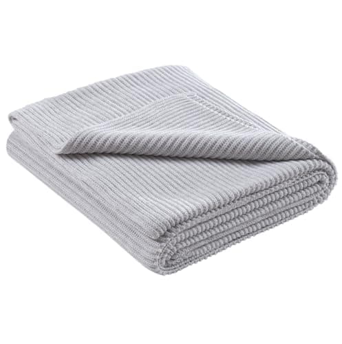 Wometo Kuscheldecke Strick warme weiche Strickmuster grau 140x190 OEKO-TEX