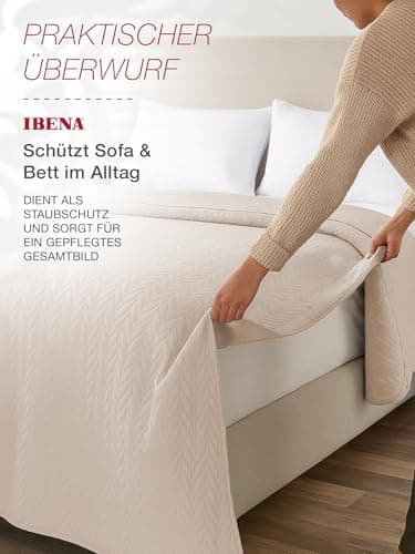 Ibena Nancy Tagesdecke 220x250 cm - Leichte Rosa Decke mit Zopfmuster für Luxuschlaf