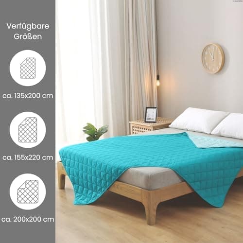 Wometo Microfaser Sommer Steppbett OekoTex - grün und hellgrün Kochfest -ideal für Camping und heiße Tage - 200x200 - oh